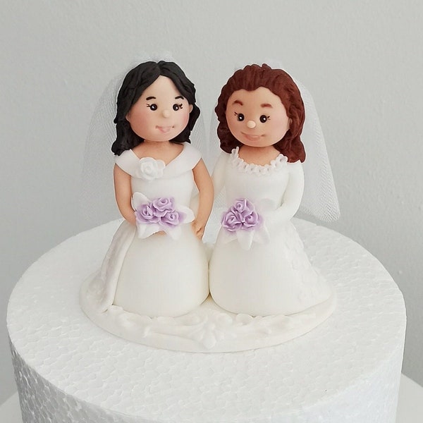 Lesbian Wedding Cake  Wedding Cake Topper Bride And Bride Personalised topper handmade Topper