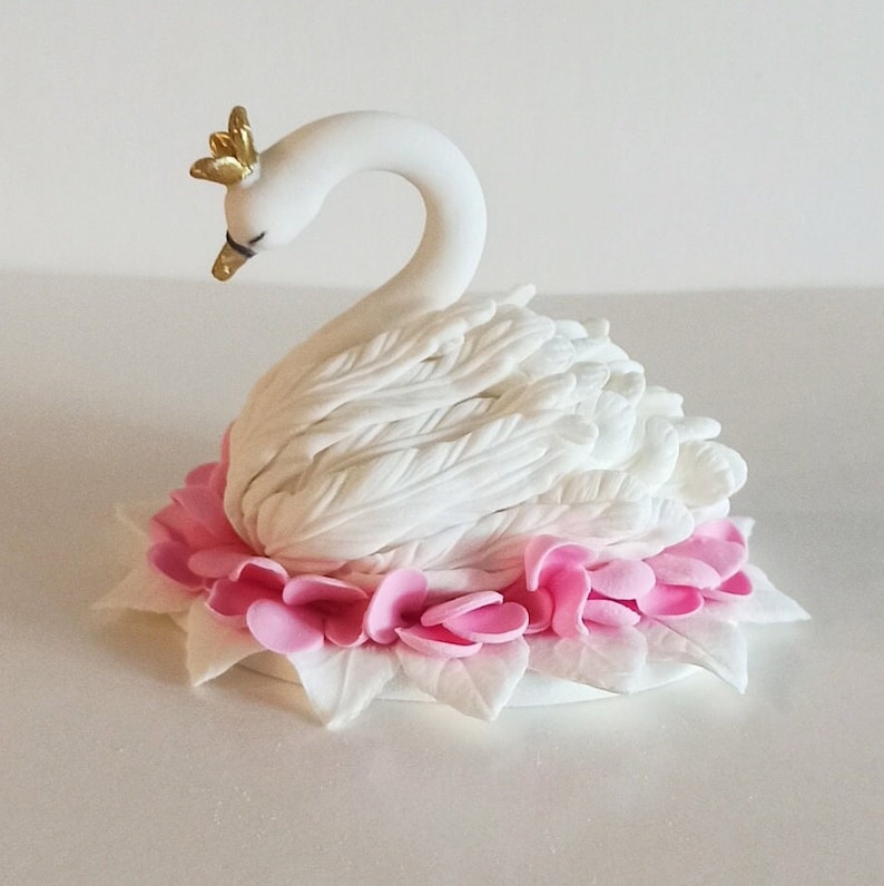 Swan With Crown Cake Topper Wedding Swans Paste Handmade Swans Wedding ...