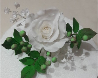 Sugar flower Sugar rose Cake decoration Gift for girl Fiancee gift Cake topper Wedding cake topper Fondant flower Birthday cake topper Gift