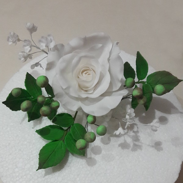 Sugar flower Sugar rose Cake decoration Gift for girl Fiancee gift Cake topper Wedding cake topper Fondant flower Birthday cake topper Gift