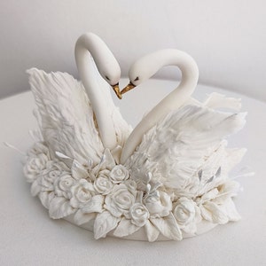 Pair of swans Wedding Swans  paste Wedding swans Topper for wedding cake Gift Valentines Day Gift White swans  paste