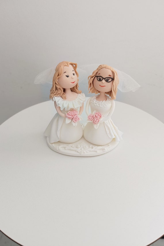 Lesbian Wedding Cake Topper - Mrs & Mrs Acrylic Topper With Surname Personalization - View #4