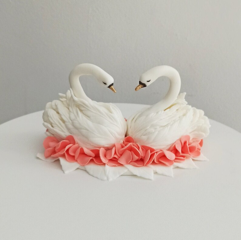 Topper for Wedding Wedding Swans Pastetopper Handmade Swans | Etsy