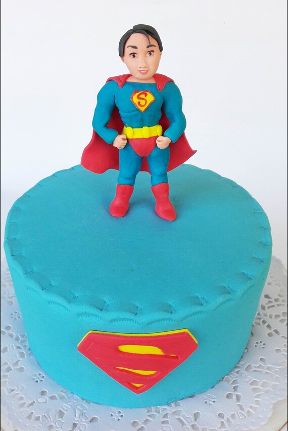 Superman Cake Topper Superman Party Boy S Cake Decoration Etsy