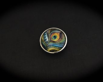 Cabochon pressure fancy 18mm for jewelry - Peacock feather