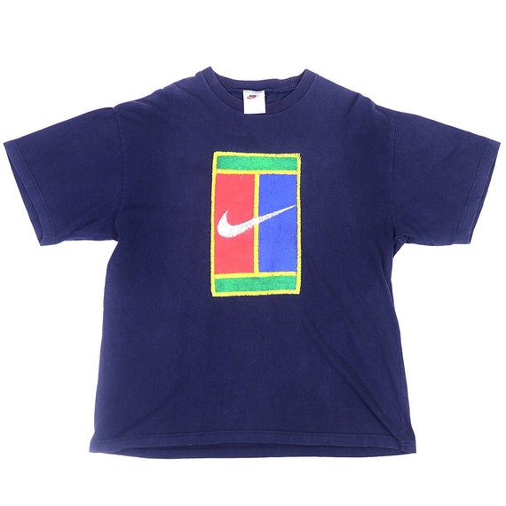 Vintage 90s NIKE Tennis T-Shirt Color Blue Navy NI
