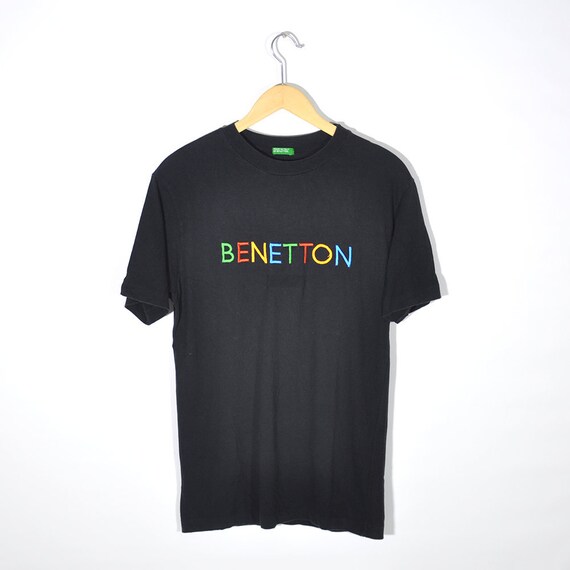 Vintage 90s Benetton T-Shirt Color Black Benetton Big Logo | Etsy