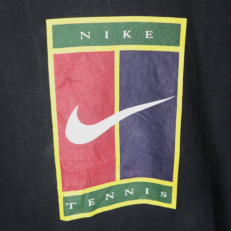 Vintage 90s NIKE Tennis T-Shirt Colour Black NIKE Tennis Big | Etsy