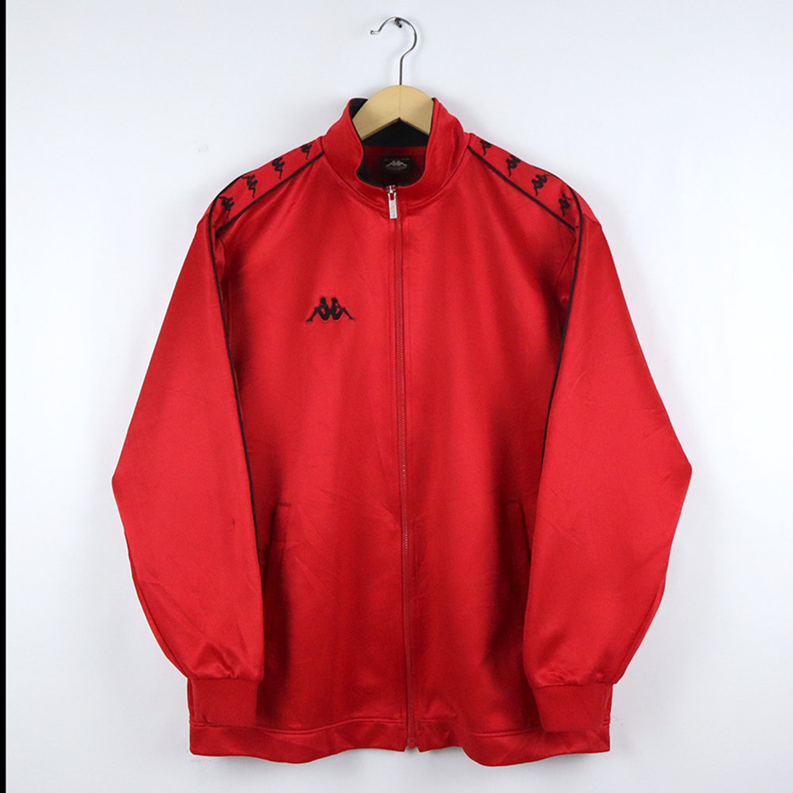 Vintage 90s KAPPA Windbreaker Tracktop Red Jacket Streetwear | Etsy