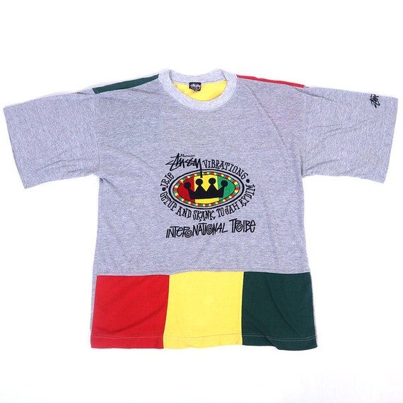 Vintage 90s STUSSY VIBRATIONS T-Shirt Hip Hop Retr