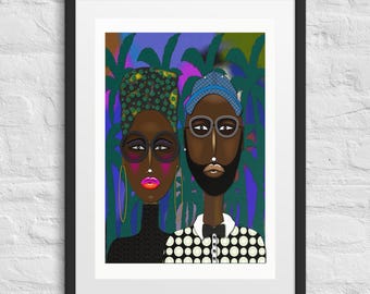 Date Night Print | Intimate Couple Figurative Art