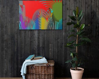 Tahiti - Modern Abstract Canvas Print, Geometric Landscape Wall Art, Colorful Contemporary Decor