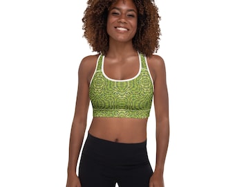 Green Mandala Sports Bra – Vibrant Geometric Print Activewear Top for Yoga, Gym & Training