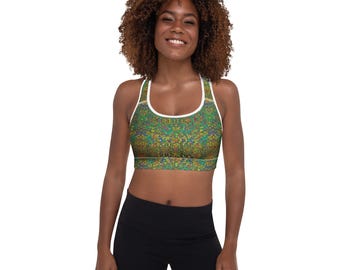 Boho Mosaic Sports Bra – Colorful Pattern Activewear Top for Yoga, Gym, and Dance