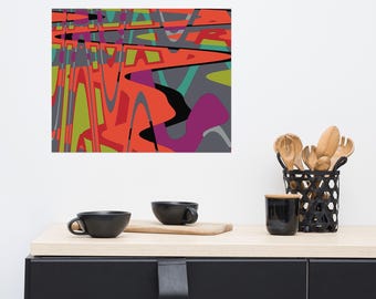 Design Jazz - Modern Abstract Poster Art Print, Geometric Landscape Wall Decor