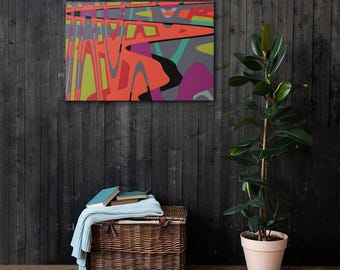 Design Jazz – Modern Abstract Canvas Poster Print, Geometric Landscape Wall Art, Colorful Contemporary Decor