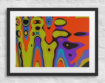 Lava De Academy - Vibrant Abstract Framed Print | Retro-Modern Fluid Shapes