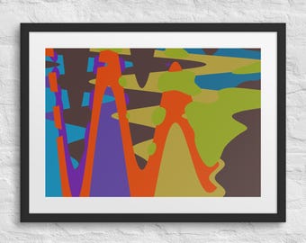 Academy Ridge - Modern Abstract Framed Art Print, Geometric Landscape Wall Decor