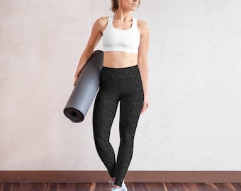 Onyx Lace Leggings | Women’s Yoga Pants, Black Textured Print
