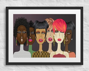 Global Sisterhood Art Print: Figurative, Modern, Empowering
