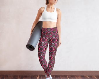 Neon tribal burst-legging | Yogabroek dames, abstracte geometrische print