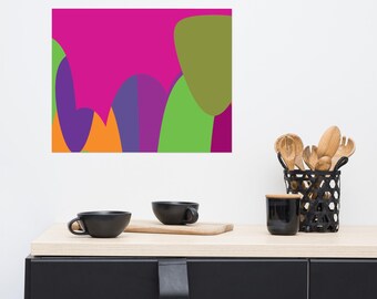 Shapes - Modern Abstract Poster Art Print, Geometric Landscape Wall Decor