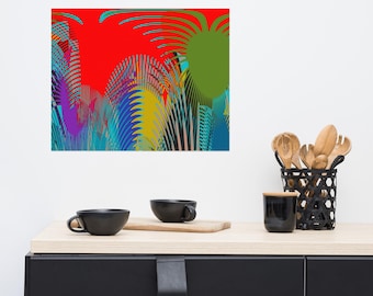 Tahiti – Modern Abstract Poster Art Print, Geometric Landscape Wall Decor