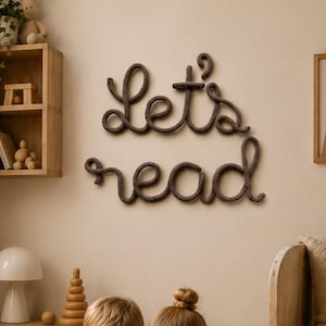Lass uns lesen Schild | Leseecke Dekor | Kinderbuch Nook Decor | Neutral Kinderzimmer Dekor | Montessori Leseecke | Buchliebhaber Wand Kunst Geschenk