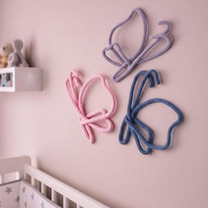 Kinderzimmer Dekor für Jungen - Gestrickte Draht Kunst Schmetterling - Mädchens rosa Schlafzimmer Wand Dekor - Nettes Geschenk für Schwester Spielzimmer - Kinder 3D Schild
