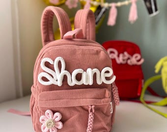 Custom 1-7 years Old Kids Preschool Backpack Handmade Knitted Daycare Bag Little Girl Nursery Diaper Travel Packsack Boy Birthday Gift Idea