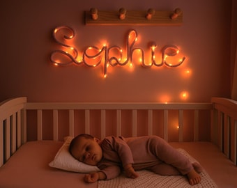Babynaam muurdecoratie kinderkamernachtlampje Gepersonaliseerde led-nachtverlichting decoratie Handgemaakte kinderen woordvormig grillig verjaardagscadeau