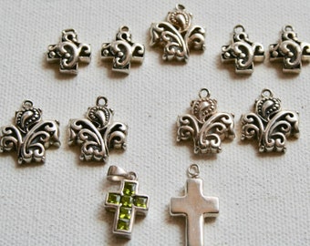 Pendants - Sterling Silver Crosses 12-19mm - 11 pieces