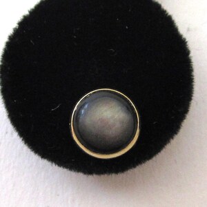 Circa 1970s 14K Yellow Gold Black Frosted Stone Earrings