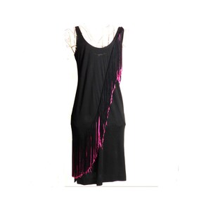 Circa 1970s/1980s Lilli Diamond of California Black Dress with Pink Fringe