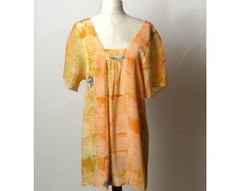 Circa 2000s Anthropologie Yellow, Gold and Grey Peasant-Style Blouse - New with Tags