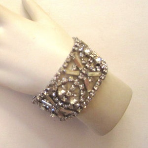 Circa 1950s Wide Rhinestone Bracelet