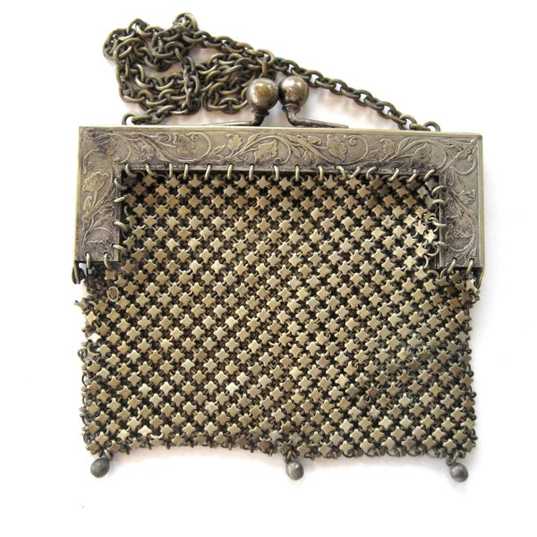 Circa 1910s/1920s German Silver Mesh Purse/Handbag