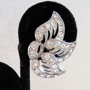 Circa 1950s Rhinestone Openwork Winged Earrings