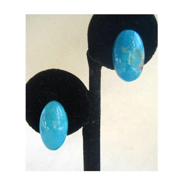 Circa 1980s Faux Turquoise Clip Earrings