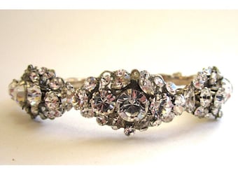 Circa 1950s Wired Rhinestone Bangle Bracelet