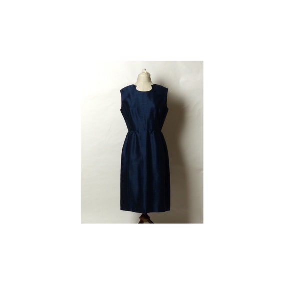 Circa 1950s Navy Blue Sheath Dress - image 1