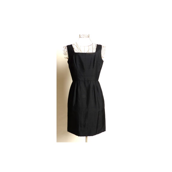 Circa 1950s Raw Silk Little Black Dress - image 1