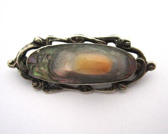 Arts and Crafts Era Sterling Silver Blister Pearl Brooch/Pin