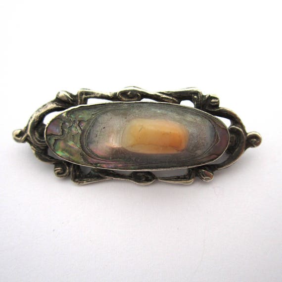 Arts and Crafts Era Sterling Silver Blister Pearl Brooch/Pin