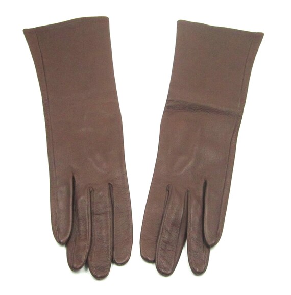 Circa 1960s Ladies Brown Leather Gloves - image 2