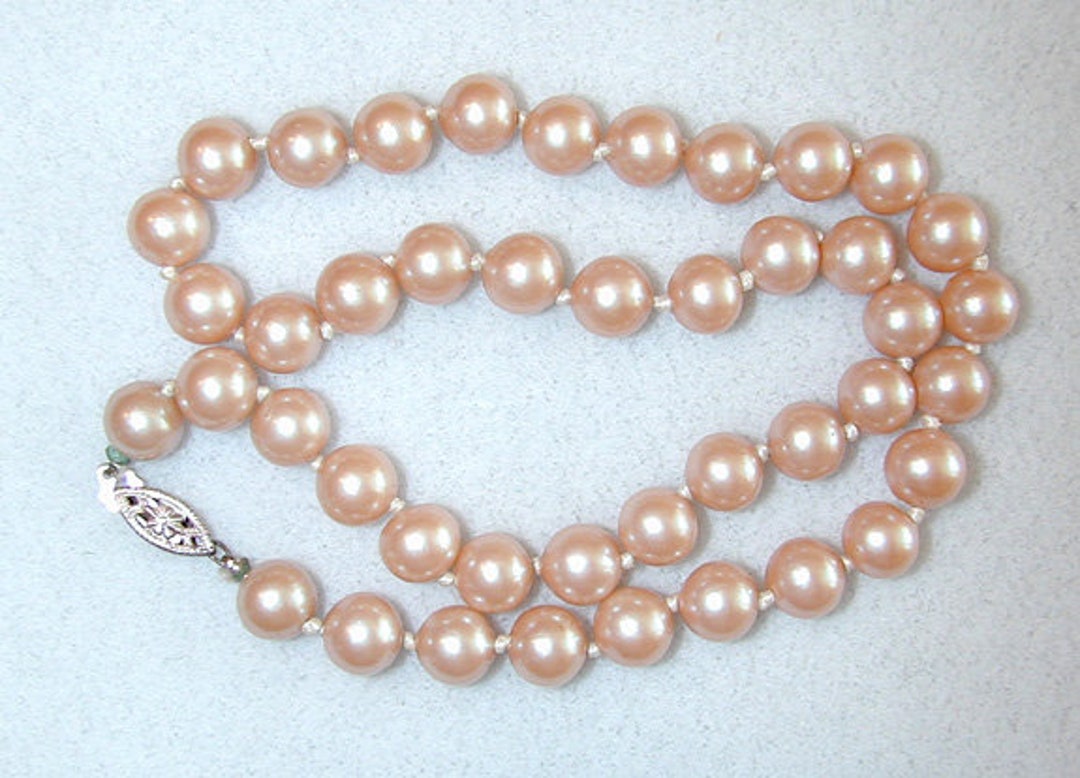 Circa 1950s Glass Faux Pearl Choker With Sterling Silver Filigree Clasp ...