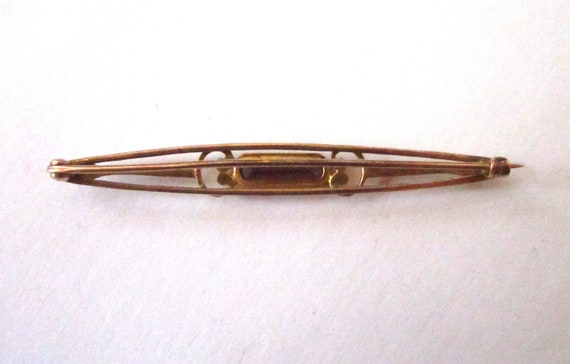 Circa 1900s 10K Amethyst Bar Brooch/Pin - image 3