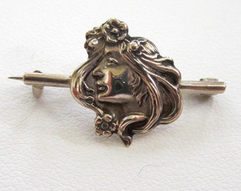 Broche/prendedor de plata esterlina Art Nouveau para mujer