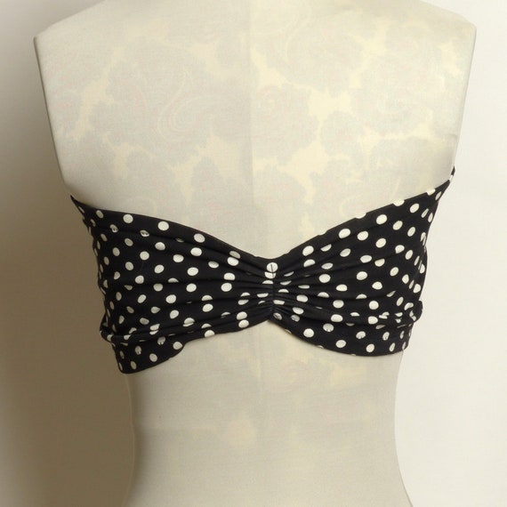 Circa 1980s Stretch Knit Polka DotTube Top - image 2