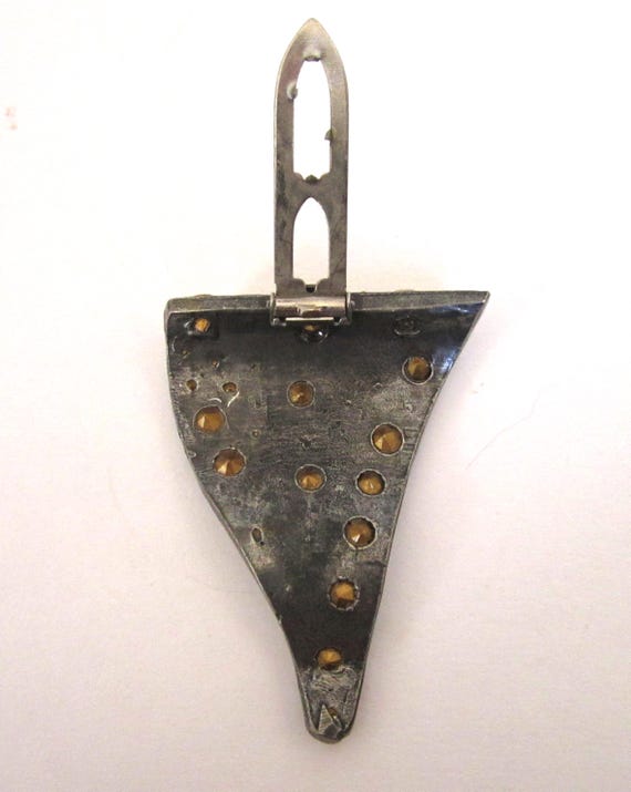 Vintage Large Triangular Rhinestone/Diamante Art … - image 3